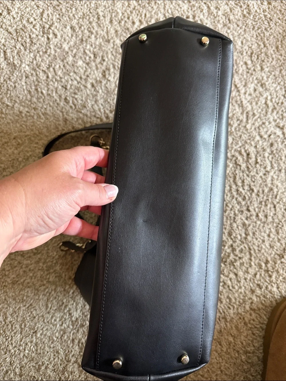 kate spade Black Leather Bow-Accent Tote with Gold Chain Straps